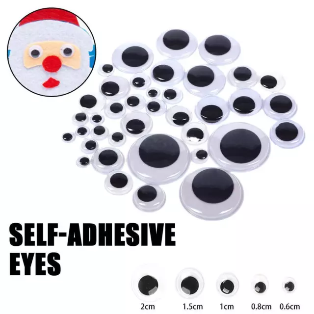 100 Self Adhesive Googly Eyes Stick On Sticky Wobbly-Wiggly 6-20mm Craft T0Y8