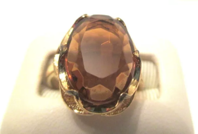 Oval Cut Orange Citrine 14K GE Band Womens Cocktail Ring Size 7