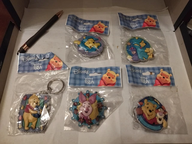 Set 5 Portachiavi Winnie The Pooh Disney in gomma 2D Lotto A