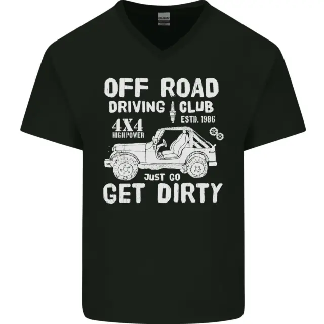 Maglietta da uomo Off Road Driving Club Get Dirty 4x4 divertente collo a V cotone