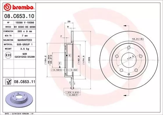 Brembo 2x BREMSSCHEIBE PRIME LINE Coated hinten für MAZDA 2