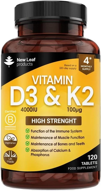 Vitamin D3 4000iu Vitamin K2 100ug Tablet, Bone Heart Health, UK Made - View #11
