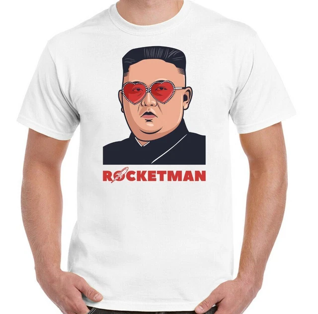 Rocket Man T-Shirt Mens Funny Elton John v's Kim Jong-un Parody Top