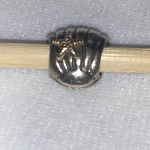PANDORA Seashell Starfish Charm Bead 14k Gold Sterling Silver Retired