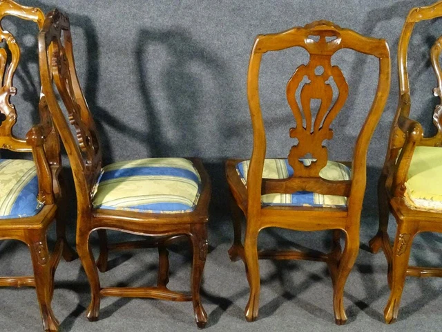 Set of 8 French Louis XV Carved Walnut Twist Back Dining Chairs, C1960s 5
