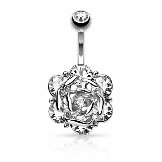 Rose Shape Anti Allergy Alloy Belly Navel Ring Plating Body Piercing GFL