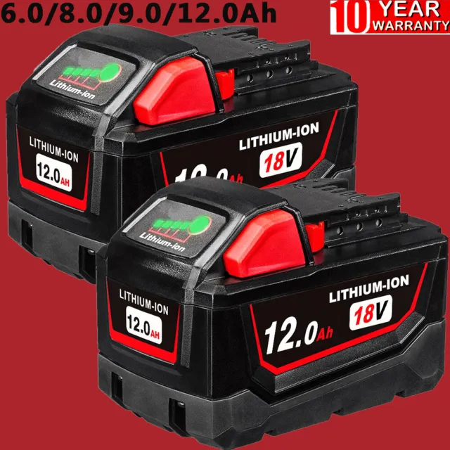 For Milwaukee M18 Lithium 12.0, 9.0, 8.0 AH Extended Capacity Battery 48-11-1860