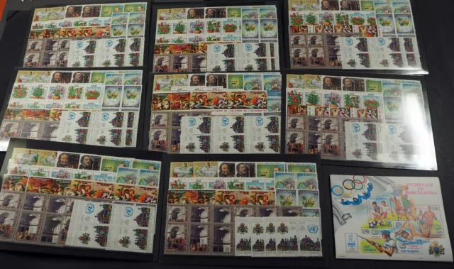 1992 San Marino; 32 komplette Jahrgänge mit Bl. 15 ohne MH, **/MNH, ME 1094,-