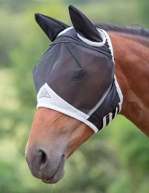 Shires Fine Mesh Fly Mask with Ears (6662) - Black - Full Size-BN