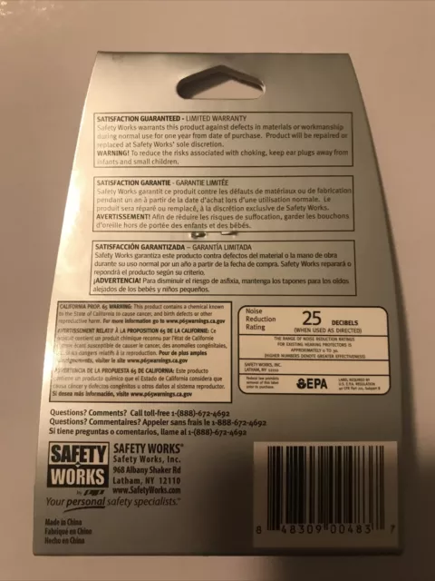 Bouchons d'oreille à trois brides filés Safety Works, 25 dB NRR - SWX00231 2