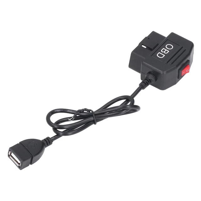 48cm/18.9in OBD Power Adapter Cable With Switch Button ACC Mode Low Voltage EMB