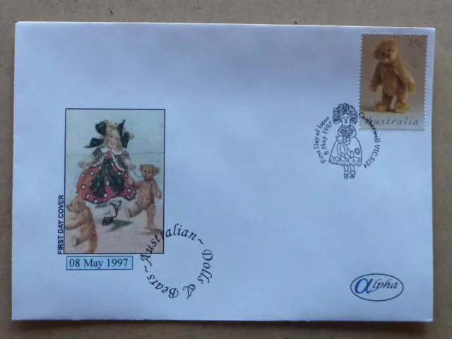 1997 Aplha Dolls & Bears Illustrated First Day Cover  .45C Bear