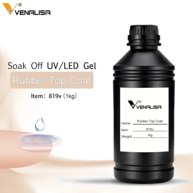 Nail Saloon Supply Bulk 1kg Venalisa Soak Off UV LED Gel Rubber Top Coat 1000ml