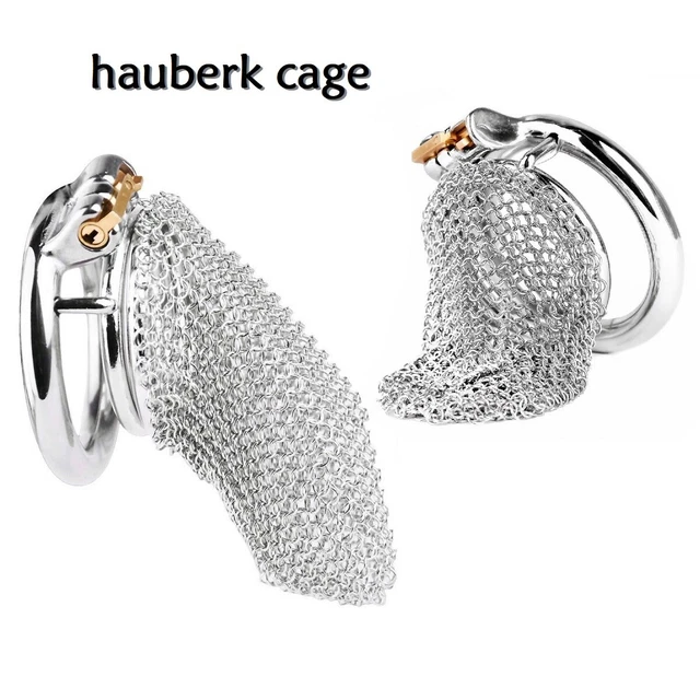 STAINLESS STEEL MALE Chastity Device Hauberk Cage for Men Metal Locking ...