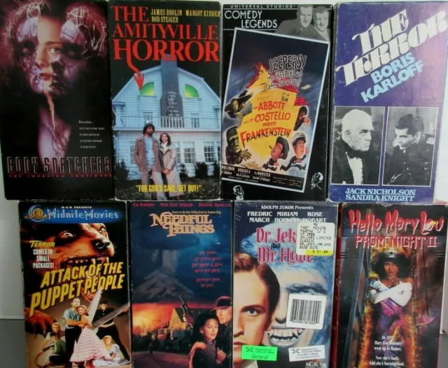 8 Old Vintage Horror VHS Tapes Needful Things Prom Night 2 Amityville The Terror