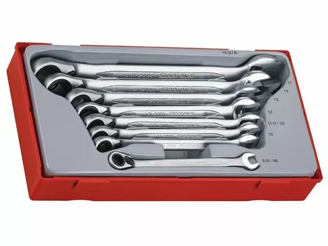 Teng TT6508R Metric Ratchet Combination Spanner Set 8 Piece