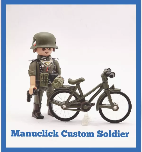 Playmobil Custom Ww2 Soldado   Ejercito Aleman Bicicleta Segunda Guerra Mundial