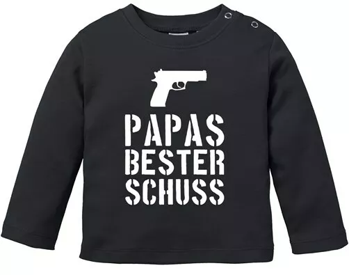 Baby Langarmshirt Papas bester Schuß Babyshirt Jungen Mädchen Shirt Moonworks®