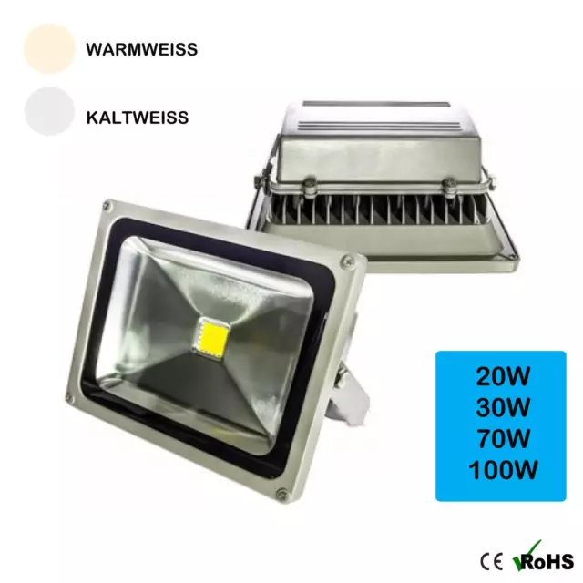 LED Fluter 20-100W Außen Strahler Lampe Leuchte Scheinwerfer Flutlicht IP65