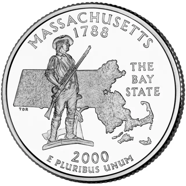 2000 P 25¢ Massachusetts State Quarter BU Roll of 40 pcs Uncirculated