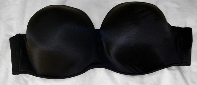 Cacique Ultra Strapless Convertible Black Bra ~ 42D ~ Wedding Seamless Lined