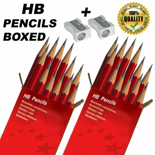Hb Pencils Boxed, Traditional School Pencil Strong +Free Metal Sharpeners