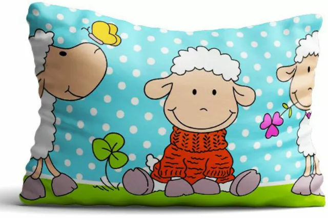 Baby Kissenhülle mit Reißverschluss 60x40cm Baumwolle ANTIALLERGEN Schafe türkis