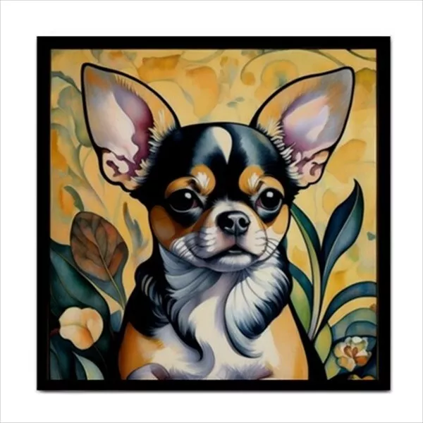 Chihuahua Dog Ceramic Tile Art Nouveau Decorative Backsplash Border