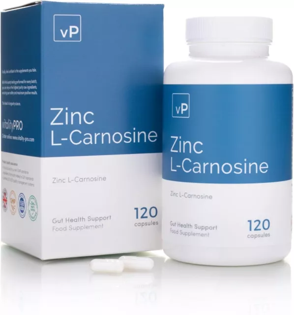 ZINC L-CARNOSINE 37MG 120 Capsules Over 99% Purity Antioxidant ...