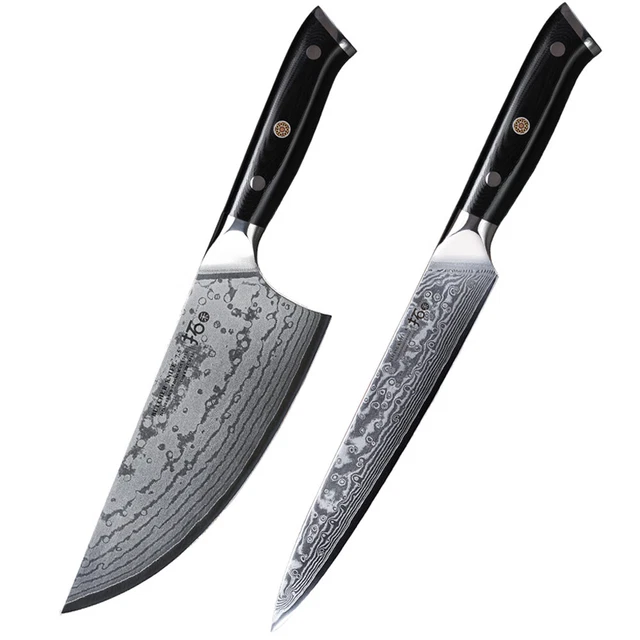 2x TURWHO Fleischermesser Metzgermesser Japan VG10 Damaststahl Küchenmesser Set
