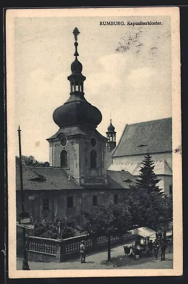 Ansichtskarte Rumburg / Rumburk, Straßenpartie vor dem Kapuzinerkloster 1928