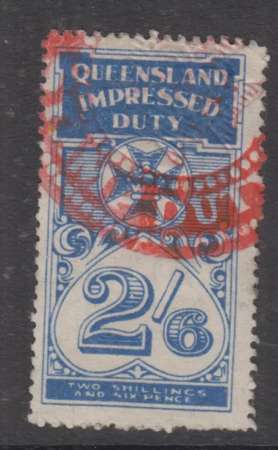 QUEENSLAND 1939 2/6 Numerical IMPRESSED DUTY-Revenue - FU