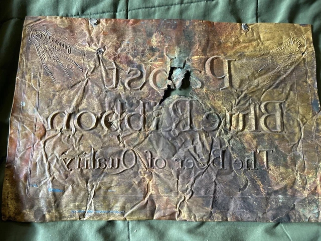 Old Vtg PABST BLUE RIBBON BEER SIGN ? Or electroplate ADVERTISING BREWERY