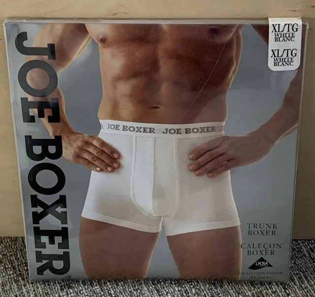 Vintage Joe Boxer Men’s Trunk Boxer Underwear Size XL White w/Gray Letters NOS