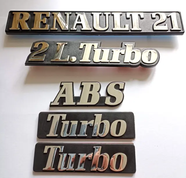 ⭐ Neu Monogramme Renault 21 + 2L.TURBO +ABS +Turbolader Flügel x2 Chrom R21