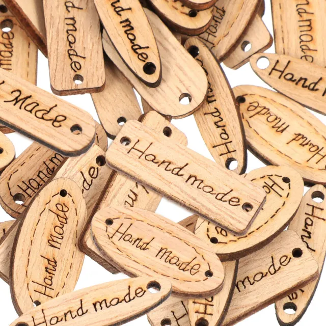200 Pcs Painted Wooden Sign 2-Holes Sewing Buttons Connector