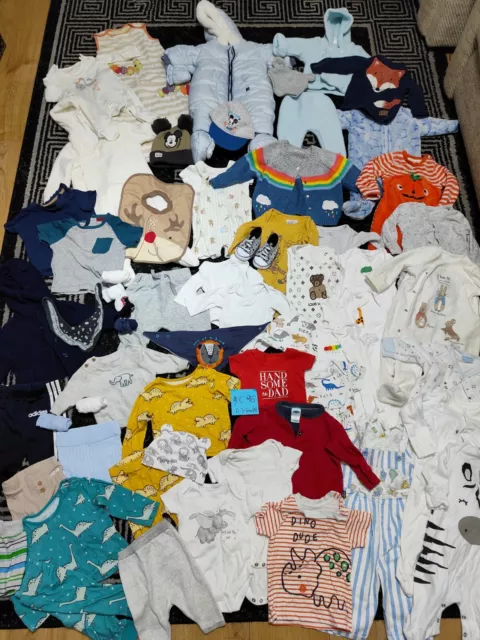 #C96💙Huge Bundle Of Baby Boy Clothes 0-3-6months NEXT GEORGE PRIMARK ADIDAS FRE