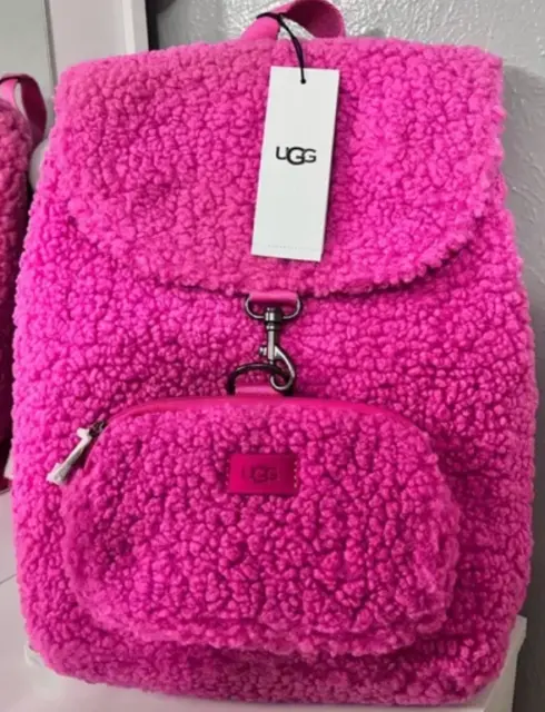 💠UGG Women's Inara Backpack UGGfluff Medium Plush Fleece Sherpa Pink NOPK NEW