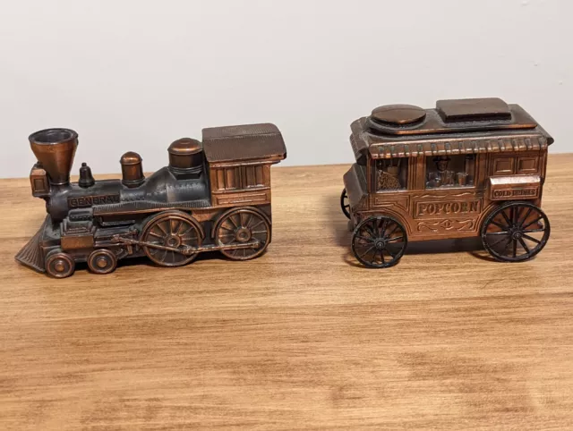 VINTAGE 1974 banthrico chicago bank Train and Popcorn Snack Car copper colored