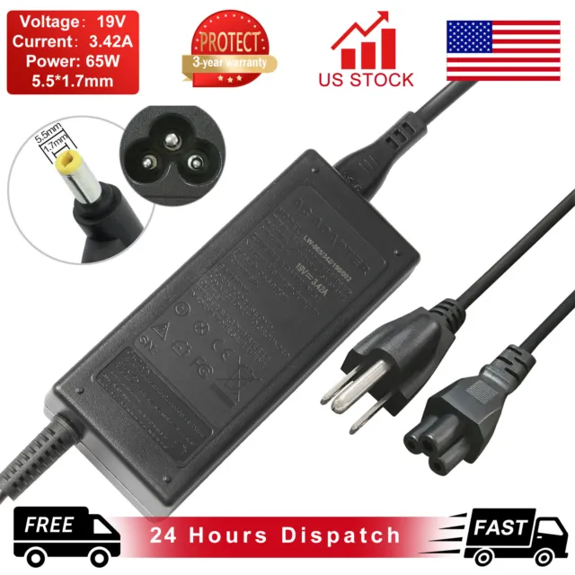 Charger For Acer Aspire 5 A515-43-R19L Laptop 65W AC Adapter Power Supply Cord