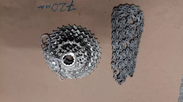 Shimano Deore XT M771 10 Speed MTB Mountain Bike Cassette And Used Chain,,