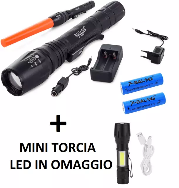 POTENTE TORCIA LED T6 Ricaricabile Bl-8668 Con Zoom Portatile Pesca  Campeggio EUR 15,99 - PicClick IT