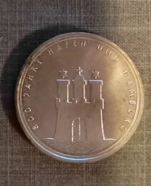 10 Deutsche Mark 800 Jahre Hafen und Hamburg 1989 Silber