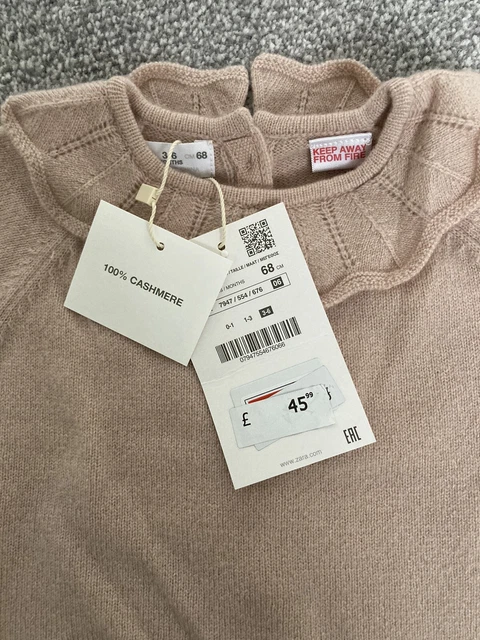 Top Zara Bambine 100% Cashmere Top Rosa Polveroso 3-6 Mesi Nuovo con Etichette Prezzo Prezzo Prezzo Francoforte £45