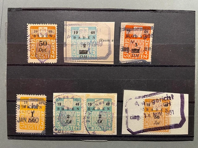 Baden Gerichtskostenmarken 1948-1949 7 Marken gebraucht