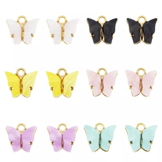 12-pack Mix Acrylic Butterfly Charm Winged Insect Pendant Earring Making 13*12mm 2