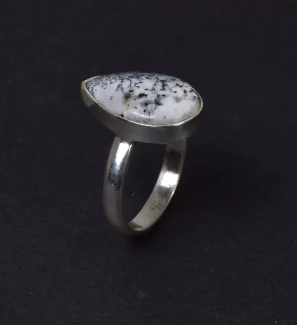 925 SOLID STERLING Silver Dendrite Opal Ring-6 us K559 $13.99 - PicClick AU