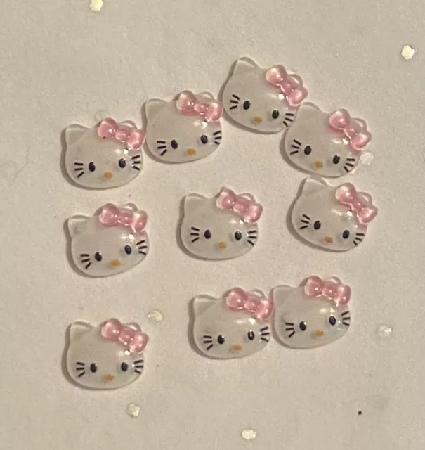 12pcs Kawaii Hello Kitty Nail Charms