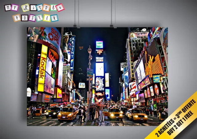 Poster Time Square New York City Ville By Night Nuit