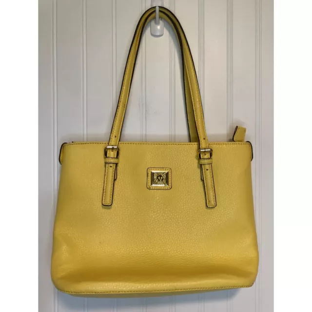 Anne Klein Yellow Leather Shoulder Bag/Purse Tote Bag